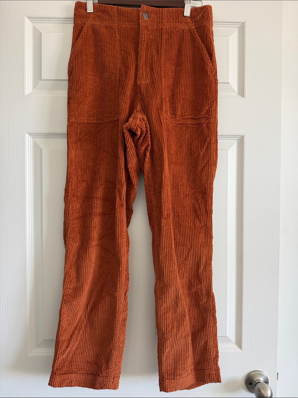 PACT Women’s Classic Corduroy Peg Pants Organic Cotton Rust Orange Medium - Picture 2 of 5